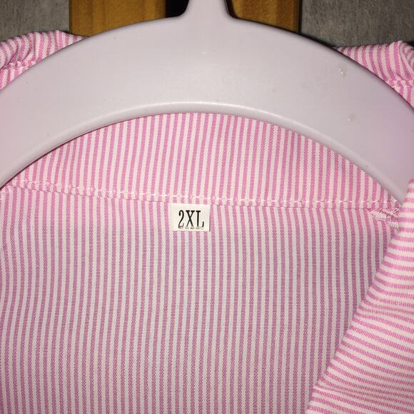 Women's Size 2XL Pink nWhite Pin Striped Polyester Blouse Unbranded NWOT - Picture 6 of 6